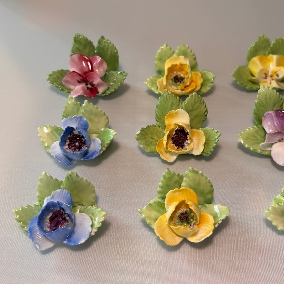 Royal Adderley Bone China Flower Place Card Holders - Set of 9 - Picture 4 of 8